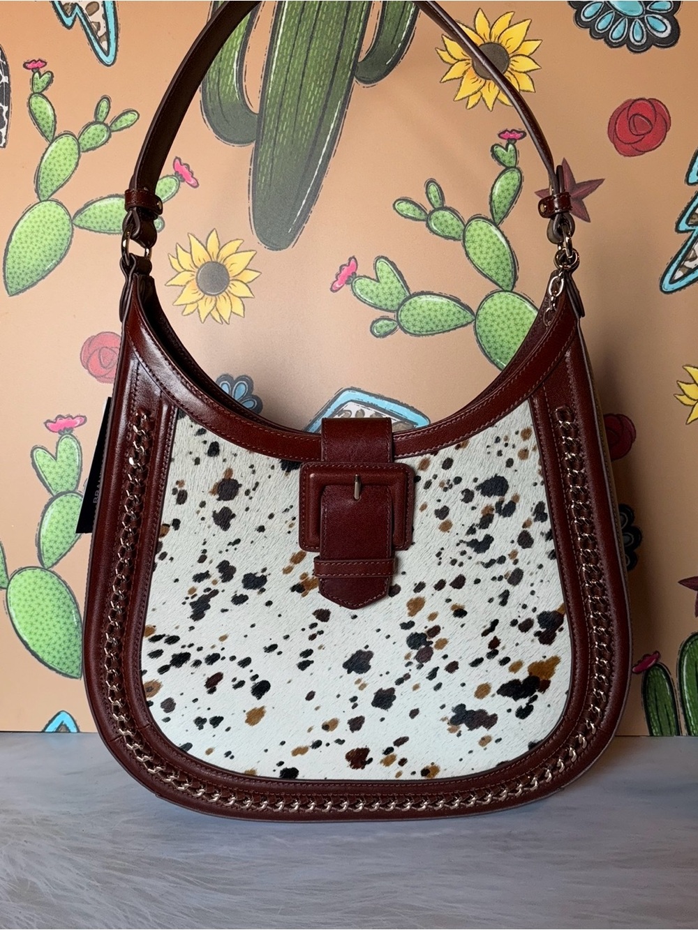 Brahmin Fallon Cognac Caspian Leather Shoulder Bag NEW Cow western $445